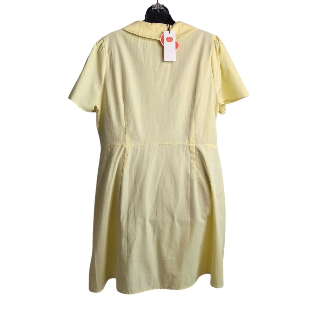 Cider Dress Women Lemon Embroidered Shortsleeve Tie Front Knee Length OXL NWT - Picture 5 of 12